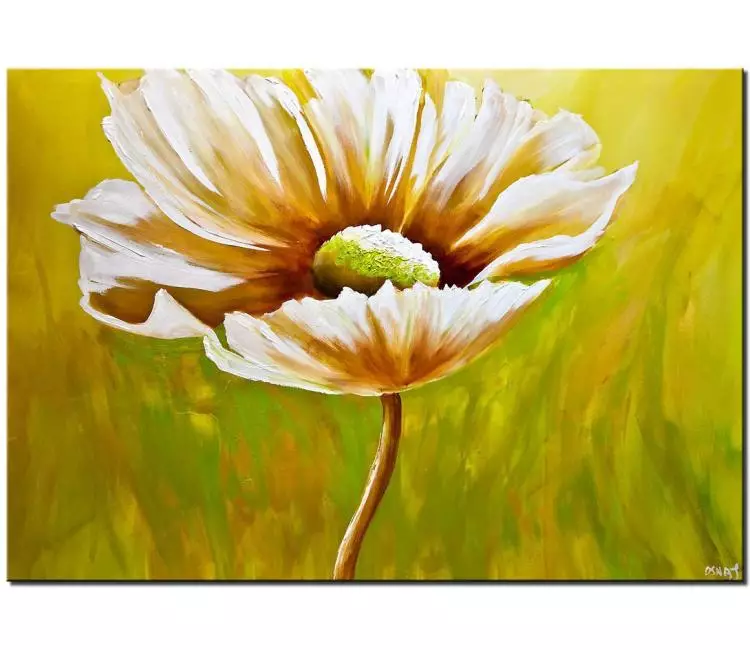 floral painting - daisy flower painting on canvas original textured abstract flower art modern living room wall art