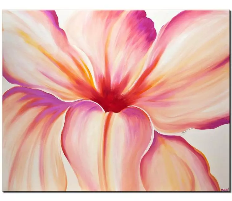 floral painting - pink flower painting on canvas original abstract pink flower art modern living room bedroom art