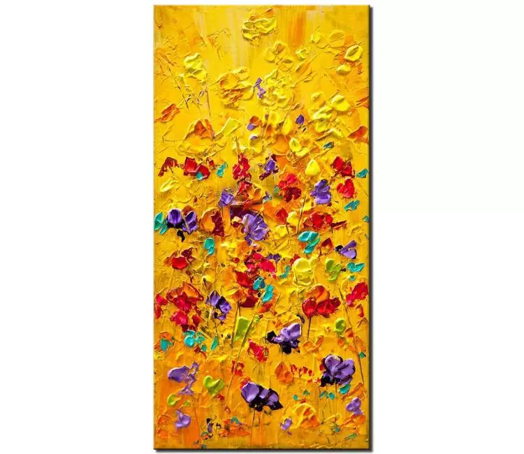 print on canvas - canvas print of colorful floral painting modern palette knife heavy texture wall decor