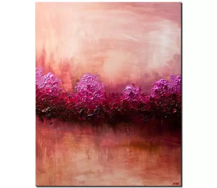 forest painting - pink landscape painting on canvas original trees painting modern vertical abstract landscape art