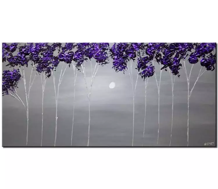 print on canvas - canvas print of purple lavender blooming trees painting heavy texture