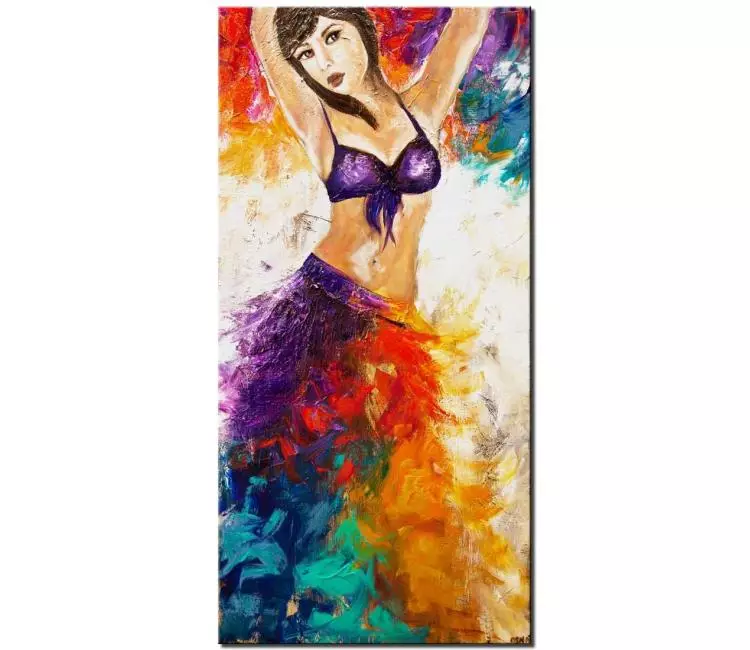 print on canvas - canvas print of colorful textured belly dancer painting