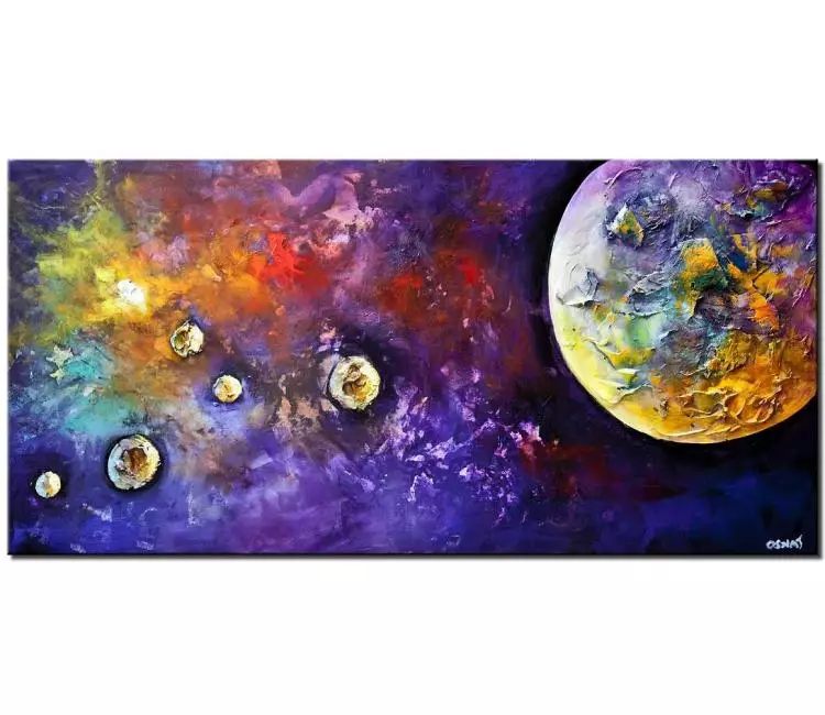 cosmos painting - Colorful abstract Painting On Canvas Original Textured Painting 3d Wall Art Modern Moon Space Art