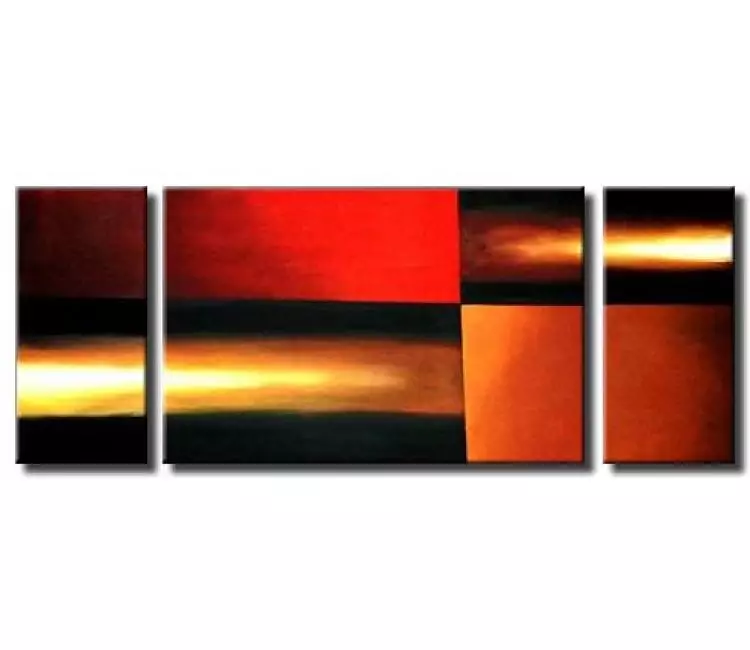 geometric painting - triptych abstract rays of light painting