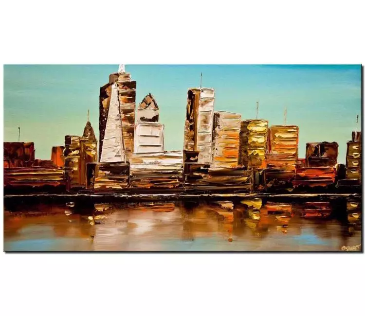 print on canvas - canvas print of modern nyc downtown painting modern palette knife