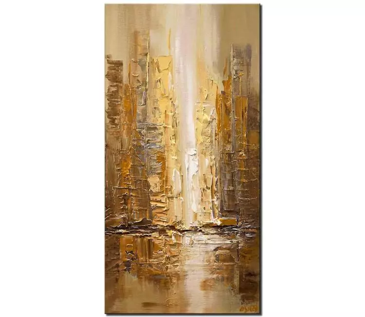 cityscape painting - minimalist abstract painting on canvas textured city art original gold wall art modern living room wall art