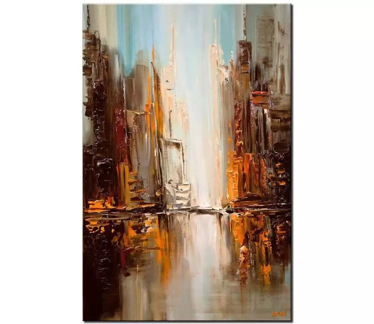 print on canvas - canvas print of modern downtown painting textured abstract city painting