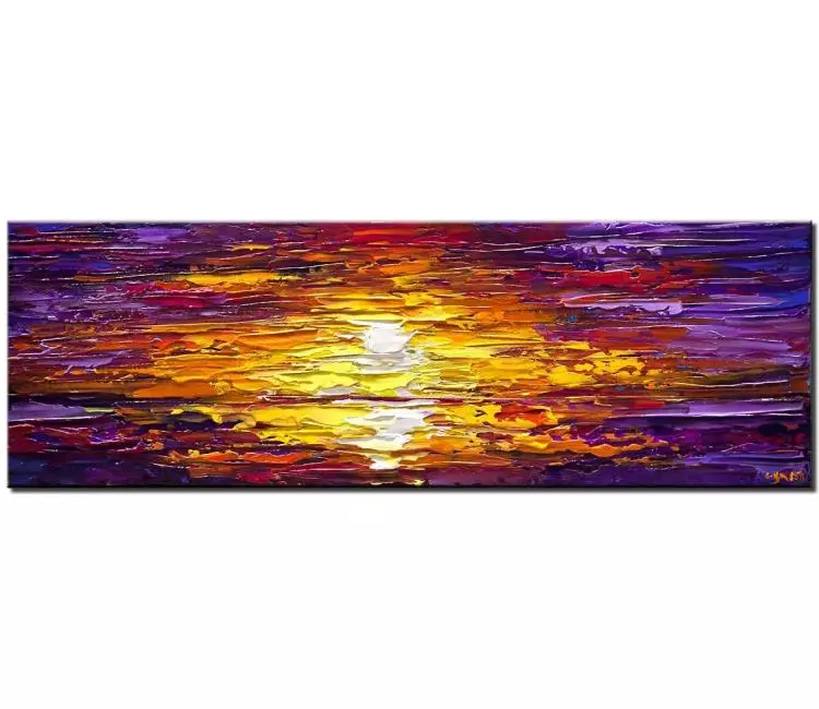 landscape paintings - abstract sunset painting on canvas original textured colorful sunset painting 3d art modern living room wall art
