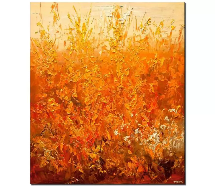 floral painting - orange abstract painting on canvas original 3d art textured painting modern simple art for living room