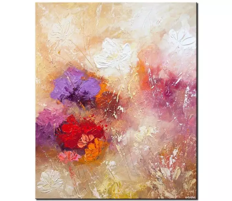 print on canvas - canvas print of modern floral painting textured palette knife art