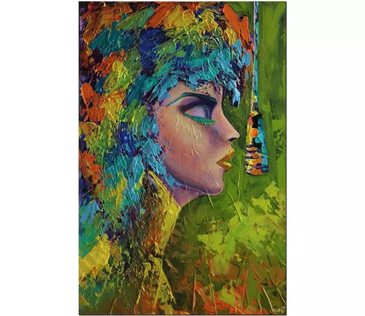 print on canvas - canvas print of rock and roll painting colorful portrait modern palette knife