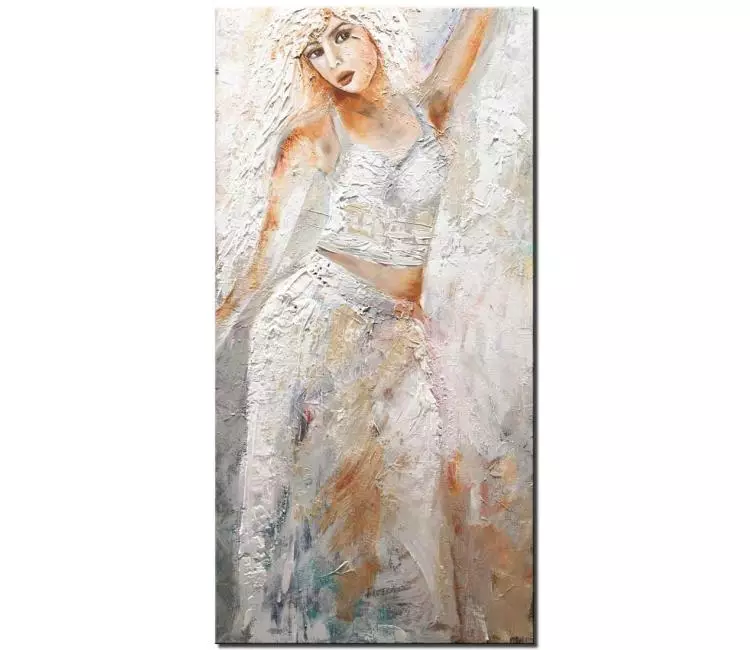 figure painting - minimalist abstract woman figure painting on canvas original textured painting modern dance art