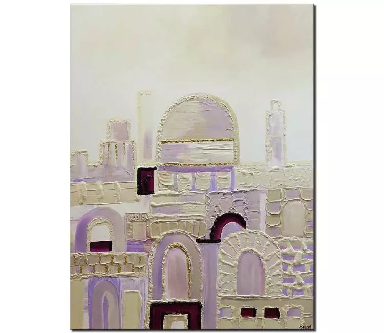 religious painting - Jerusalem painting minimalist abstract art on canvas original textured Jewish art