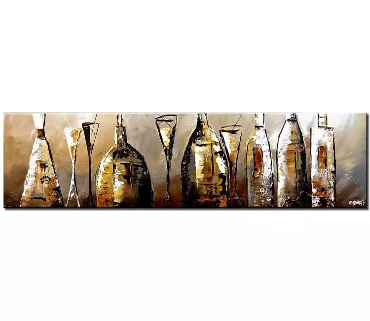 print on canvas - canvas print of liquor wine bottles resturant painting