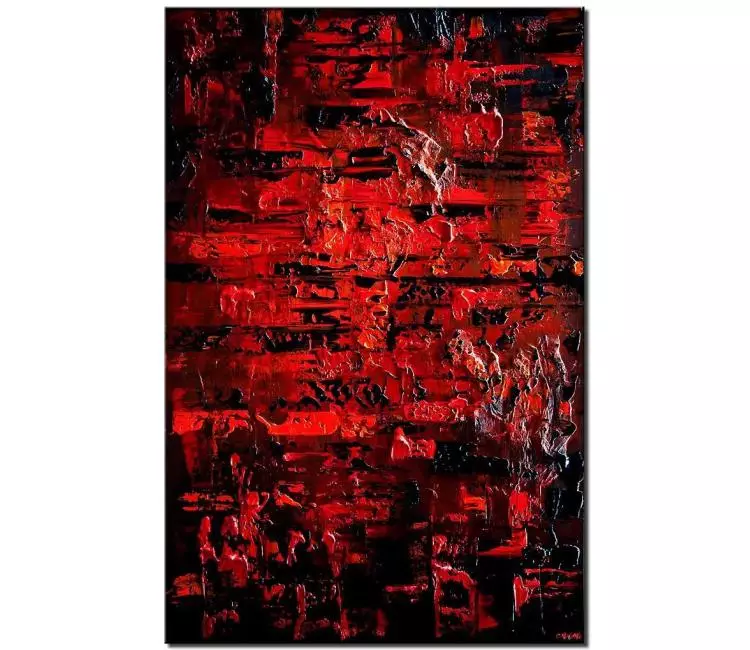 abstract painting - red black abstract painting on canvas original 3d art minimalist textured painting modern living room wall art