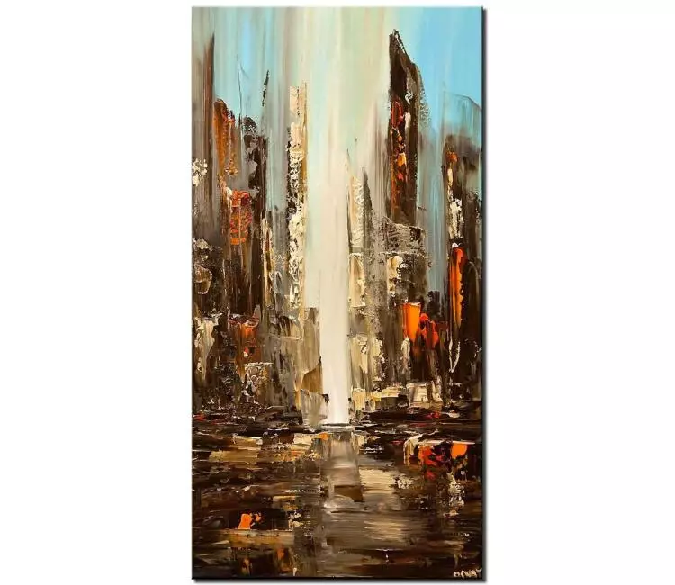 cityscape painting - cityscape painting on canvas vertical abstract city painting  textured painting original modern art