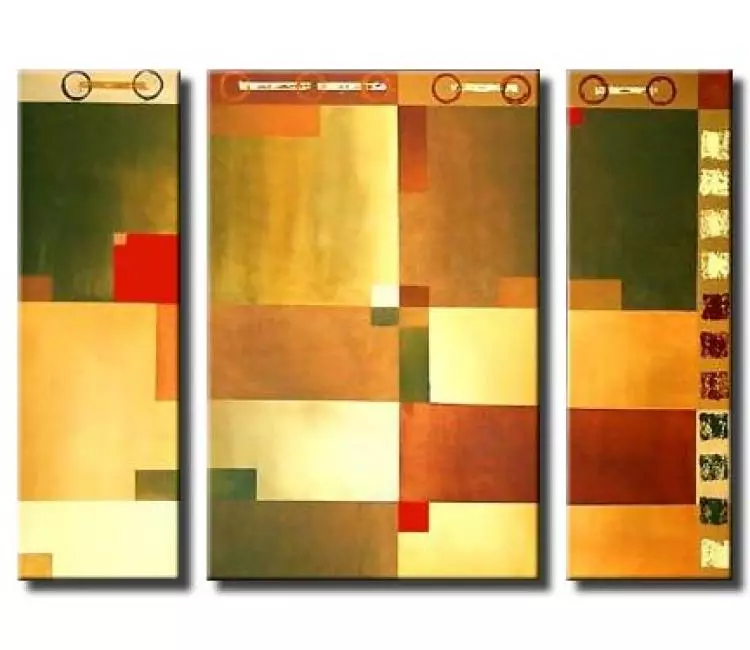 geometric painting - triptych canvas squares art