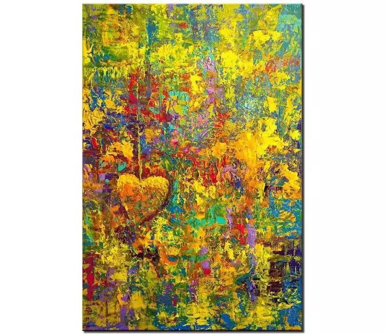abstract painting - colorful painting on canvas textured painting 3d abstract art heart painting for modern home and office