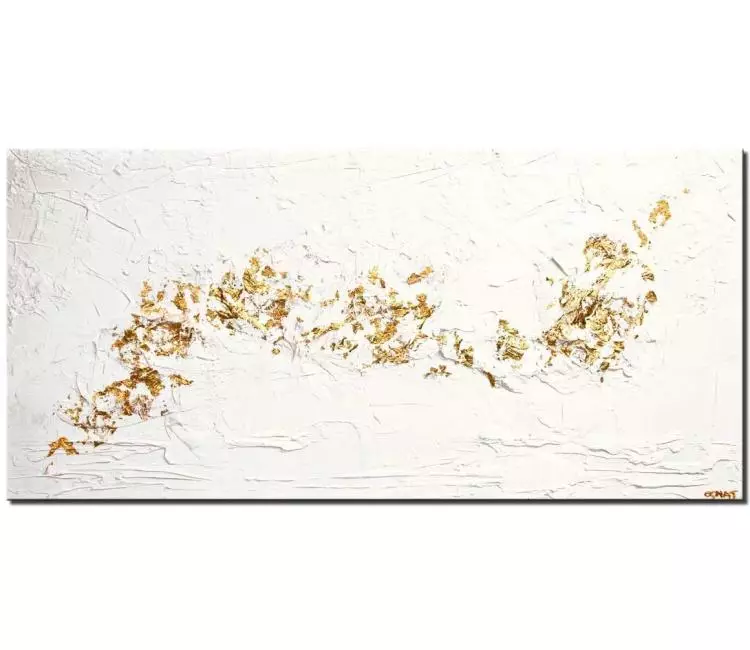 abstract painting - gold white abstract painting for living room minimalist textured painting 3d art for modern home and office