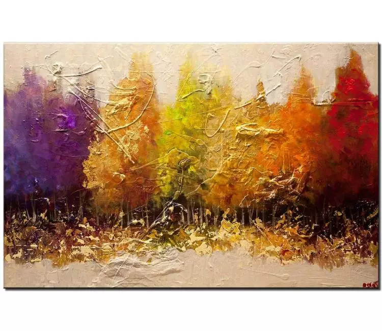forest painting - colorful abstract trees painting textured painting original landscape art on canvas for living room