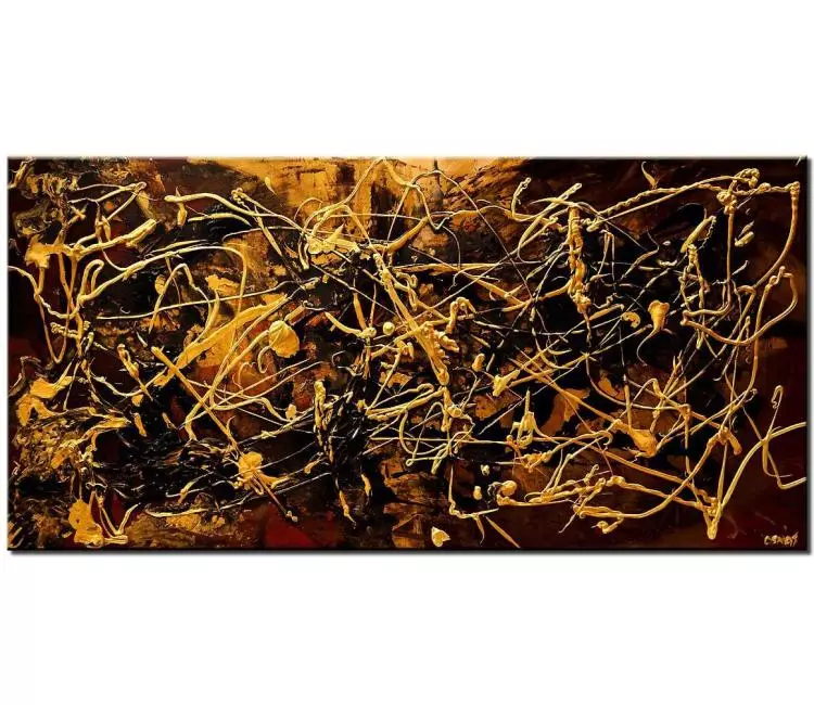 abstract painting - minimalist art textured painting on canvas black gold painting original art modern living room art