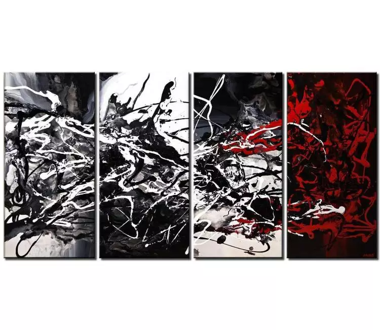 abstract painting - big wall art for living room original minimalist abstract art on canvas black white red painting textured painting modern art