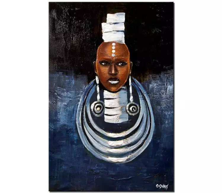 figure painting - African art on canvas original modern African portrait painting modern art
