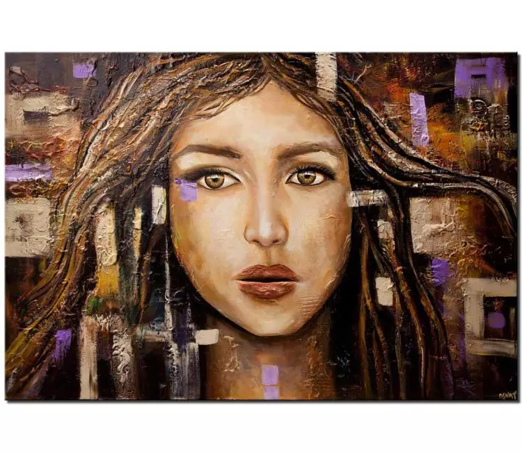 print on canvas - canvas print of textured abstract portrait painting