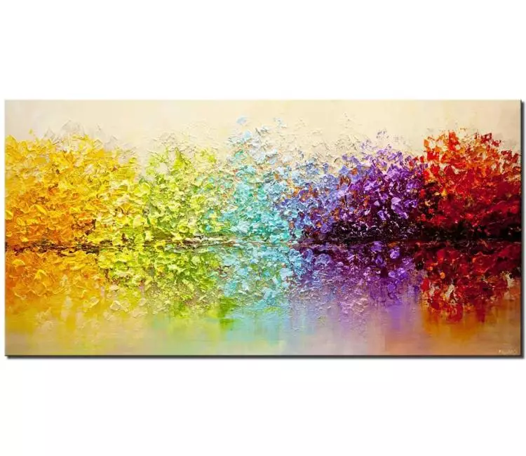 landscape paintings - colorful abstract landscape painting on canvas 3d art original trees painting colorful forest for modern home