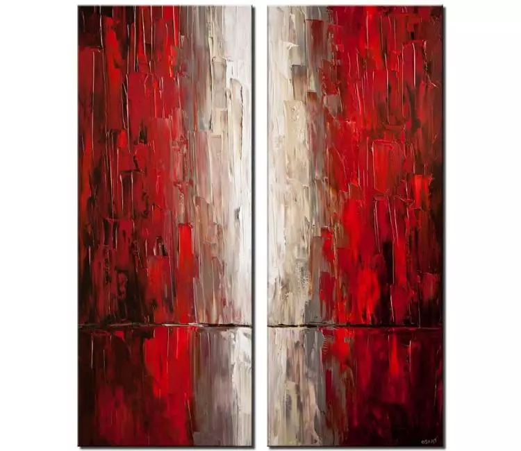 print on canvas - canvas print of modern red abstract city painting palette knife acrylic painting