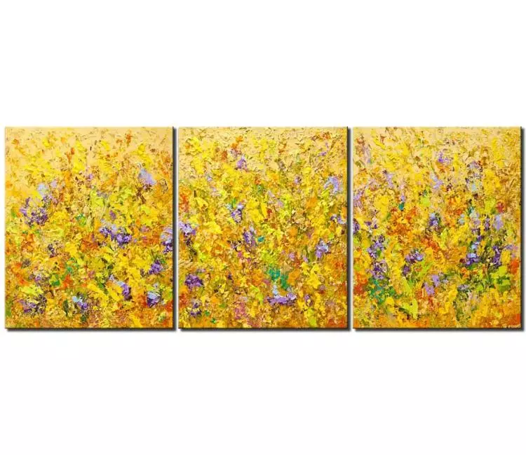 floral painting - big wall art for living room flowers art on canvas original colorful yellow abstract painting modern floral art