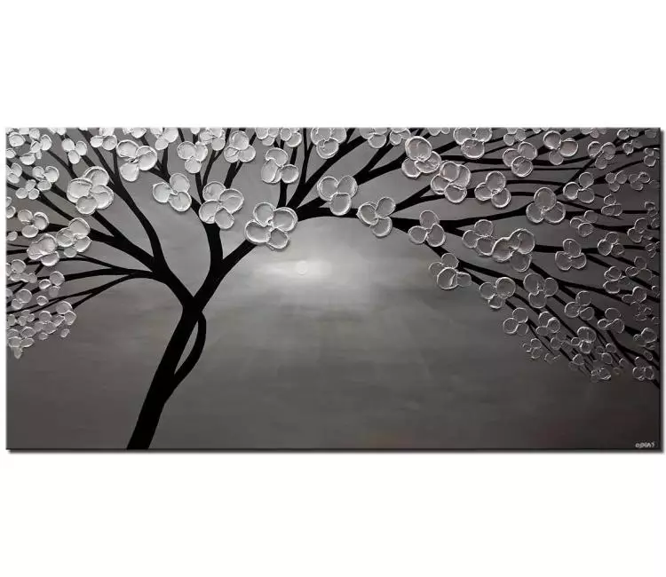 print on canvas - canvas print of abstract silver tree painting