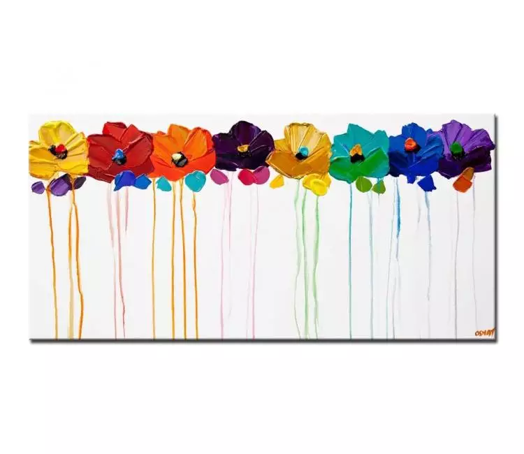 floral painting - colorful abstract floral art bold colorful flowers art 3d art on canvas original painting modern art