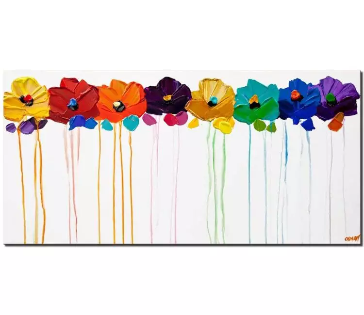 print on canvas - canvas print of colorful flowers  painting on white background