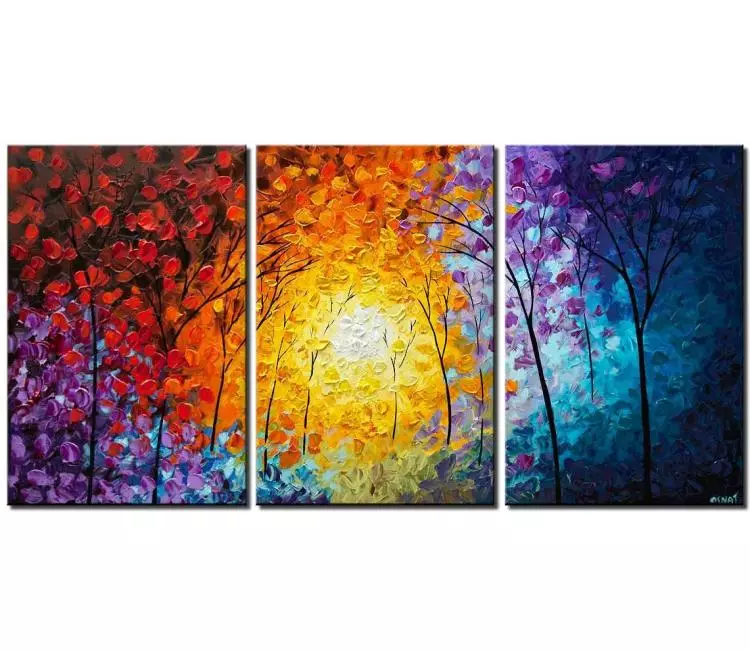 print on canvas - canvas print of modern colorful forest painting on canvas