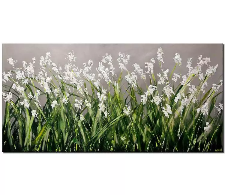 print on canvas - canvas print of modern blooming white flowers painting blossom art