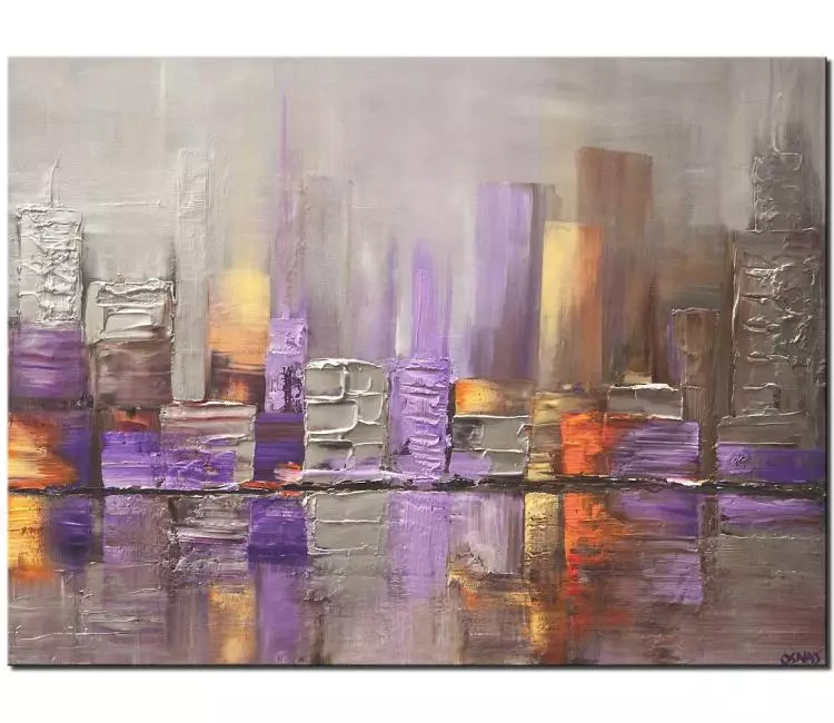 print on canvas - canvas print of modern silver city painting