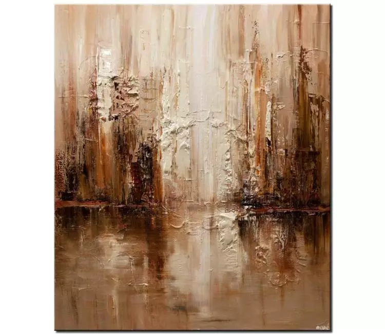 cityscape painting - contemporary abstract art for living room dining room office modern beige cityscape abstract painting for your home decor