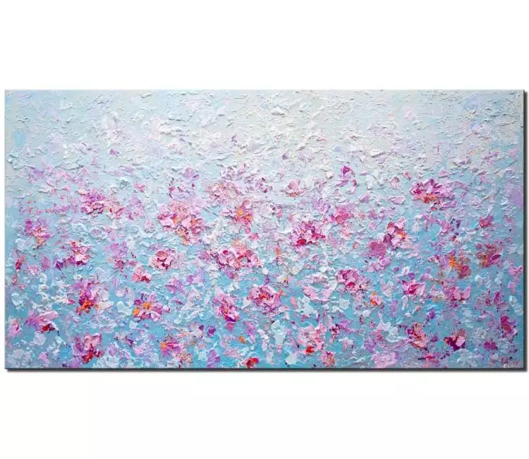 print on canvas - canvas print of blue modern floral modern palette knife painting
