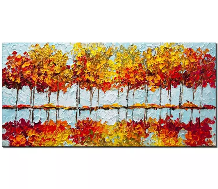 print on canvas - canvas print of indian summer painting modern palette knife blooming trees