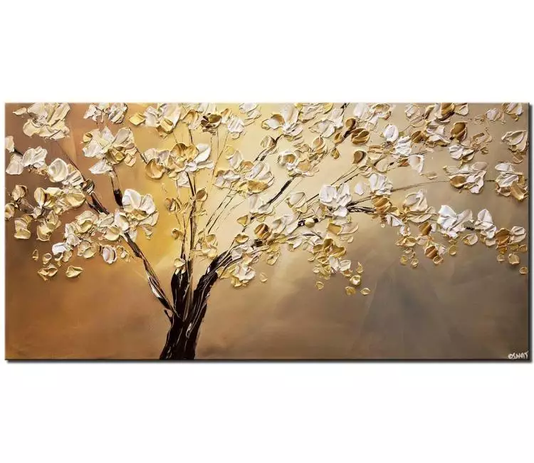 forest painting - abstract tree wall art on canvas in neutral colors modern 3d textured gold tree painting modern living room art
