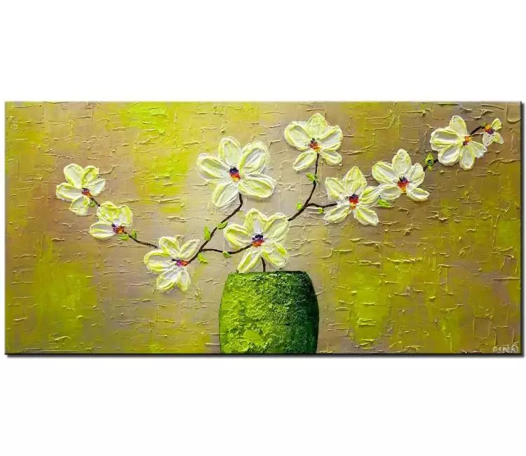 floral painting - orchid flower painting on canvas original white orchid flower art textured modern living room dining room art