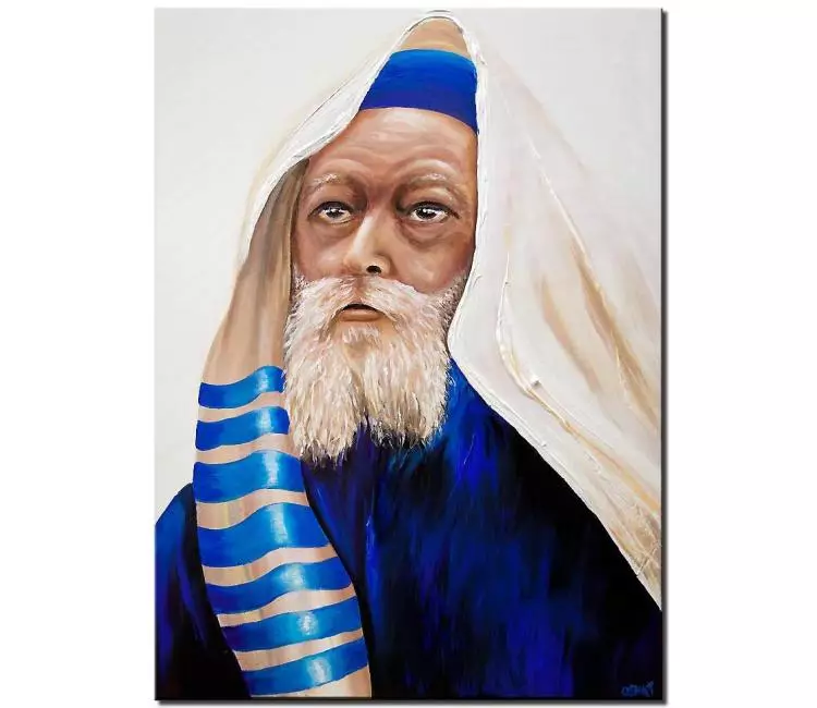 religious painting - religious abstract painting on canvas blue white religious art