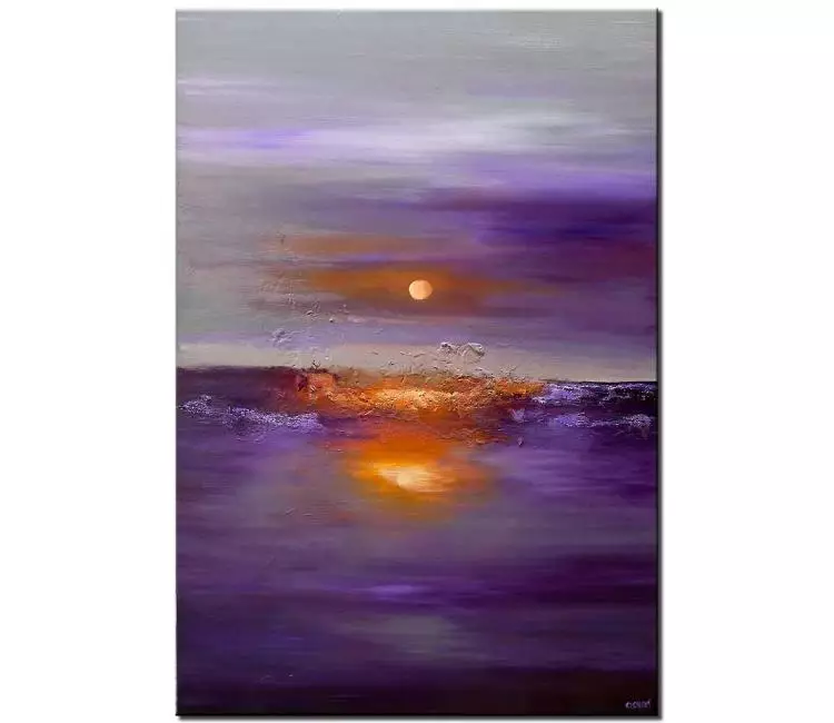 landscape paintings - purple abstract landscape painting on canvas large sunset painting modern decor