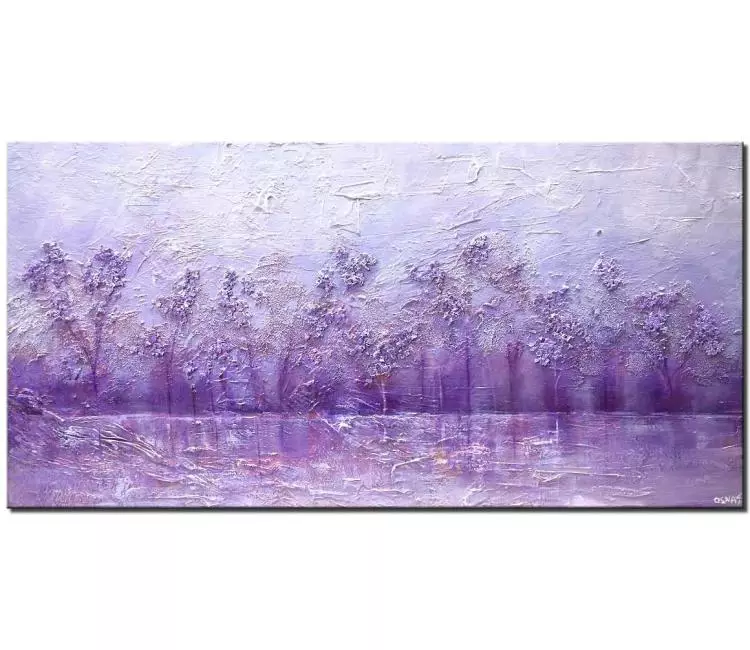 forest painting - violet abstract landscape painting on canvas modern purple forest art