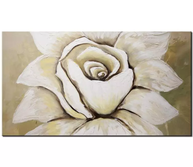 floral painting - big white flower painting modern abstract floral art on canvas modern neutral art