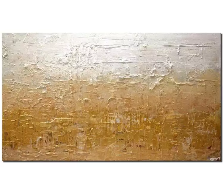 abstract painting - gold white minimalist abstract painting on canvas original textured modern living room decor