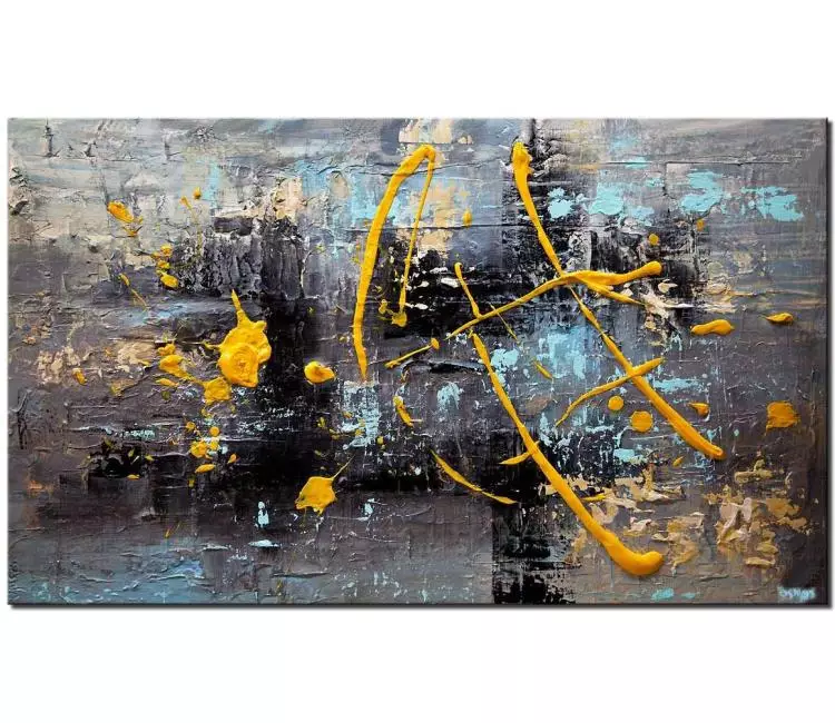abstract painting - gray yellow modern 3D abstract art original canvas painting modern wall hanging