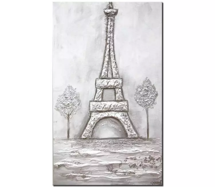 print on canvas - canvas print of white silver eiffel tower modern wall art