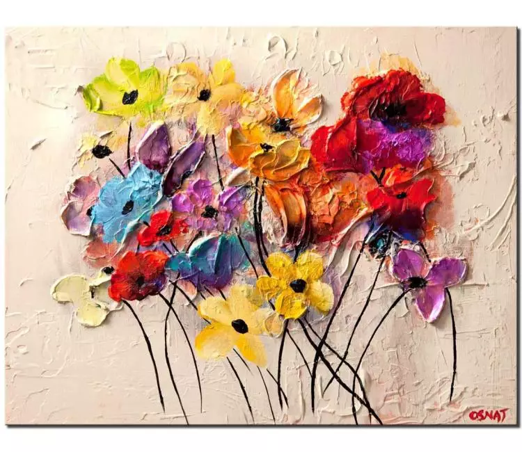 floral painting - colorful floral painting on canvas wild vivid modern abstract flowers wall art